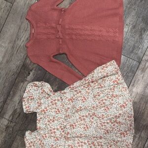 Pink Knit Dress and Floral Dress Set